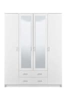 Bonn White 4 Door 2 Drawer Large Wardrobe with Mirrors
