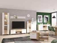 Bretagna Artisan Oak Effect And White Gloss Wall Mounted Floating Wall Shelf - 11012057 S/O