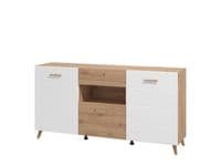 Bretagna Slatted Artisan Oak Effect And White Gloss 173cm 2 Door Sideboard - 11012052 RZ