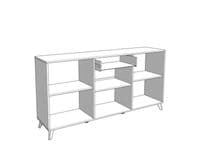 Bretagna Slatted Artisan Oak Effect And White Gloss 173cm 2 Door Sideboard - 11012052 RZ