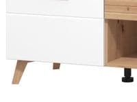 Bretagna Slatted Artisan Oak Effect And White Gloss 2 Door TV Unit Cabinet - 11012053 S/O