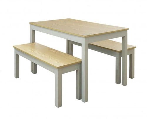 Briancon Grey And Oak Effect Dining Set With Bench Seats 19LD617