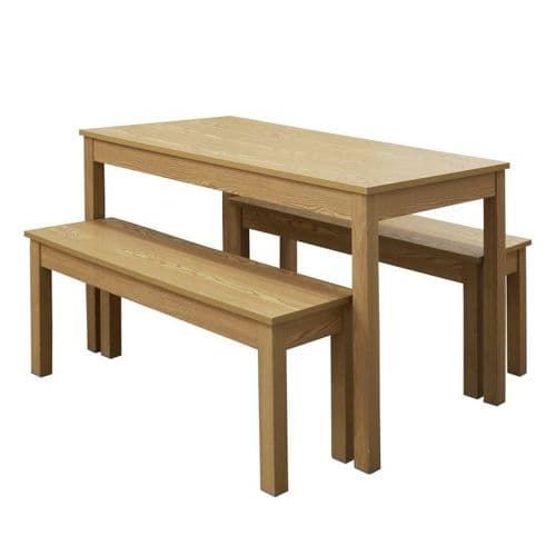 Briancon Oak Effect Dining Set With Bench Seats 19LD618