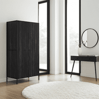 Brixton Industrial Matte Black Wood Effect 2 Door Wardrobe - LD26
