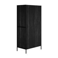 Brixton Industrial Matte Black Wood Effect 2 Door Wardrobe - LD26