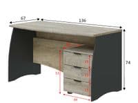 Bronte Grey Oak Office Desk with Drawers -  Online Outlet