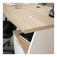Bronte White and Canadian Oak Effect Contemporary Office Desk - 0F4625A S/O