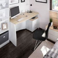 Bronte White and Canadian Oak Effect Contemporary Office Desk - 0F4625A S/O