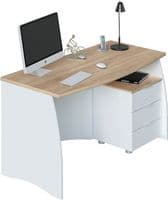 Bronte White and Canadian Oak Effect Contemporary Office Desk - 0F4625A S/O