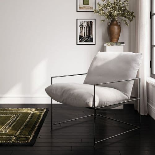 Brovian White Fabric Lounge Chair - 25LD