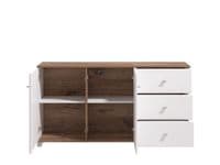 Burgundy White High Gloss And Warm Oak Effect 162cm 2 Door 3 Drawer Sideboard 11012059 RZ
