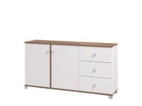 Burgundy White High Gloss And Warm Oak Effect 162cm 2 Door 3 Drawer Sideboard 11012059 RZ