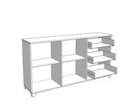 Burgundy White High Gloss And Warm Oak Effect 162cm 2 Door 3 Drawer Sideboard 11012059 RZ