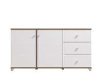 Burgundy White High Gloss And Warm Oak Effect 162cm 2 Door 3 Drawer Sideboard 11012059 RZ