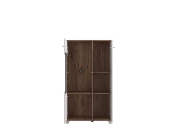 Burgundy White High Gloss And Warm Oak Effect Low 2 Door Showcase Display Cabinet 11012063 RZ