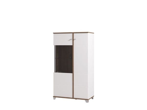 Burgundy White High Gloss And Warm Oak Effect Low 2 Door Showcase Display Cabinet 11012063 RZ