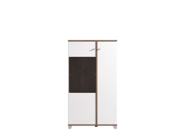 Burgundy White High Gloss And Warm Oak Effect Low 2 Door Showcase Display Cabinet 11012063 RZ