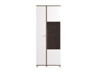 Burgundy White High Gloss And Warm Oak Effect Tall 2 Door Showcase Display Cabinet 11012062 RZ