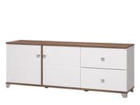 Burgundy White High Gloss And Warm Oak Effect Wide 162cm TV Unit Cabinet With 2 Doors 11012060 RZ