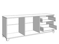Burgundy White High Gloss And Warm Oak Effect Wide 162cm TV Unit Cabinet With 2 Doors 11012060 RZ