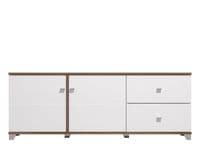 Burgundy White High Gloss And Warm Oak Effect Wide 162cm TV Unit Cabinet With 2 Doors 11012060 RZ