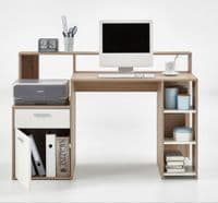 Home Office | White and Oak Computer Desk With Hutch - Online Outlet