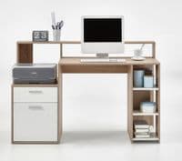 Home Office | White and Oak Computer Desk With Hutch - Online Outlet