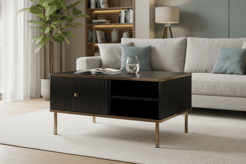 Camelia Black And Gold Elegant Storage Coffee Table