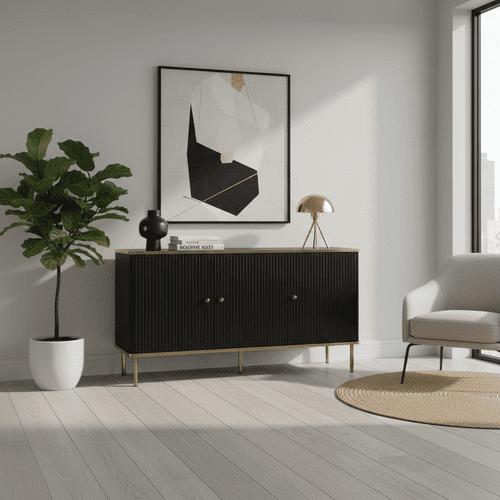Camelia Black And Gold Large 3 Door Elegant Sideboard