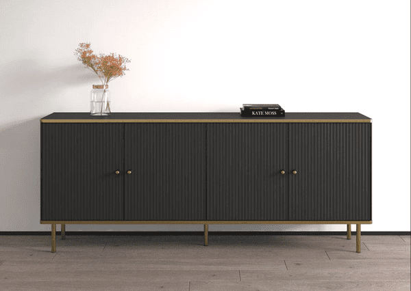Camelia Black And Gold Large Wide 4 Door Elegant Sideboard
