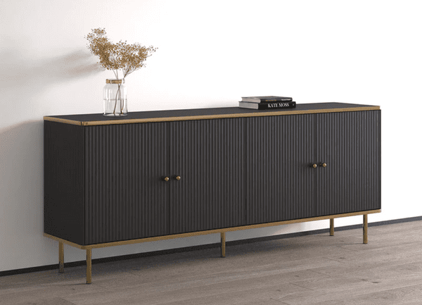 Camelia Black And Gold Large Wide 4 Door Elegant Sideboard