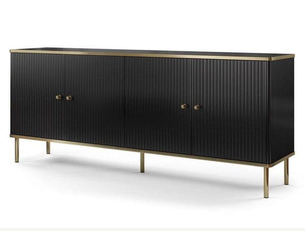 Camelia Black And Gold Large Wide 4 Door Elegant Sideboard