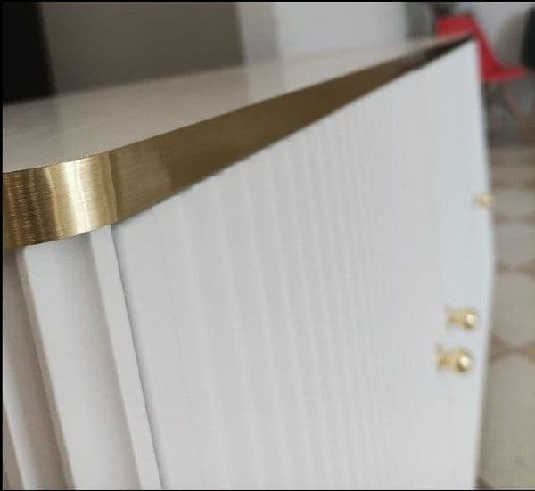 Camelia White And Gold  Elegant Large TV Cabinet With 2 Doors