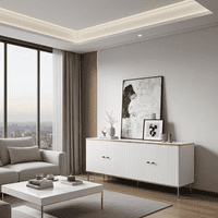 White And Gold Large Sideboard - Online Outlet