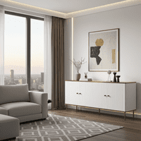 White And Gold Large Sideboard - Online Outlet