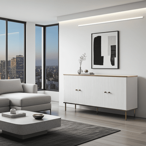 Camelia White And Gold Large Wide 4 Door Elegant Sideboard 3143RZ