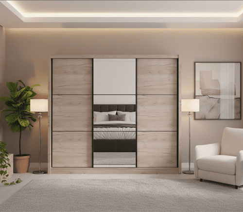 Canberra Extra Large Oak 3 Sliding Door Wardrobe Slider 236cm Wide 11008280