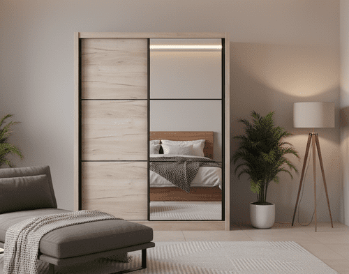 Canberra Oak 2 Door Sliding Door Wardrobe Slider 166cm Wide 11008274