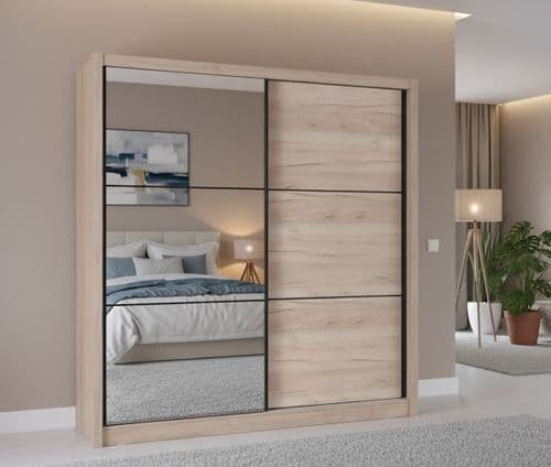 Canberra Oak 2 Door Sliding Door Wardrobe Slider 215cm Wide 11008278