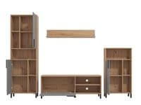 Cantal Artisan Oak Effect And Graphite Grey Entertaiment Media Center Wall TV Cabinet - 11012256 S/O