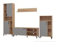 Cantal Artisan Oak Effect And Graphite Grey Entertaiment Media Center Wall TV Cabinet - 11012256 S/O