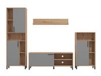 Cantal Artisan Oak Effect And Graphite Grey Entertaiment Media Center Wall TV Cabinet - 11012256 S/O