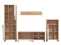 Cantal Artisan Oak Effect And White Entertaiment Media Center Wall TV Cabinet - 11011905 S/O