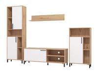 Cantal Artisan Oak Effect And White Entertaiment Media Center Wall TV Cabinet - 11011905 S/O