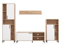 Cantal Artisan Oak Effect And White Entertaiment Media Center Wall TV Cabinet - 11011905 S/O