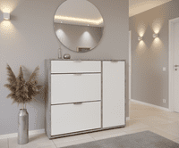 Cante Grey and White Large Shoe Cabinet With Drawer