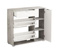 Cante Grey and White Large Shoe Cabinet With Drawer