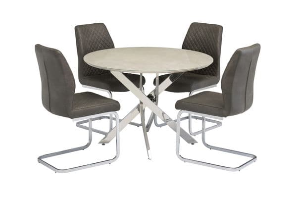 Capra 107cm wide Round Dining Table with Chrome Legs - WF-CAP02