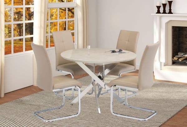 Capra 107cm wide Round Dining Table with Chrome Legs - WF-CAP02