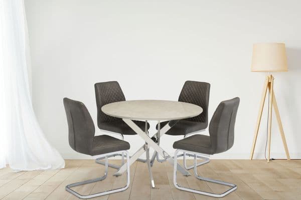 Capra 107cm wide Round Dining Table with Chrome Legs - WF-CAP02